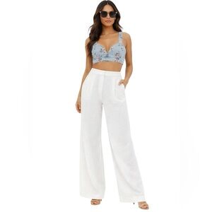 Wild Fable Women's Blue Denim Floral Women's Crop Vest Size: XXSmall